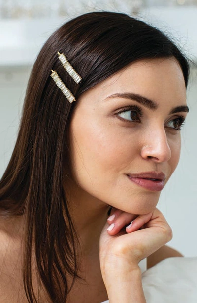 Brides And Hairpins Alissa Set Of 2 Crystal Bobby Pins In Gold