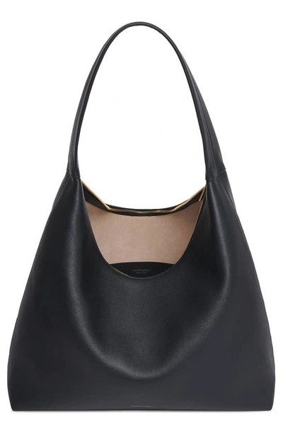 Shop Mansur Gavriel Maxi Candy Leather Hobo Bag In Black