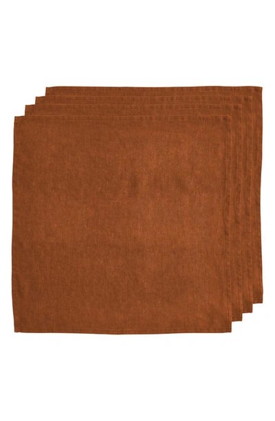 Shop Bed Threads 4-pack Linen Napkins In Rust