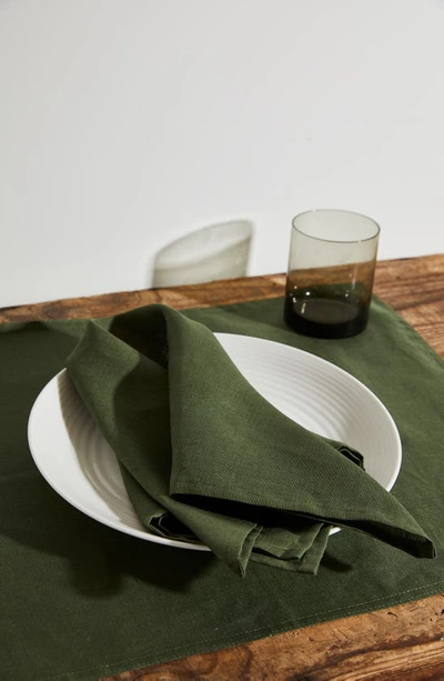 Shop Bed Threads 4-pack Linen Napkins In Olive