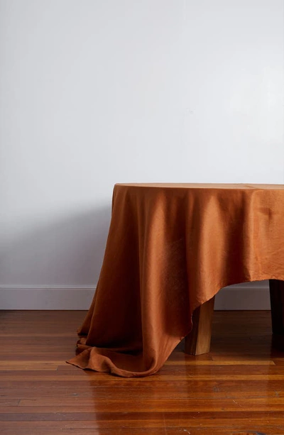 Shop Bed Threads Linen Tablecloth In Rust