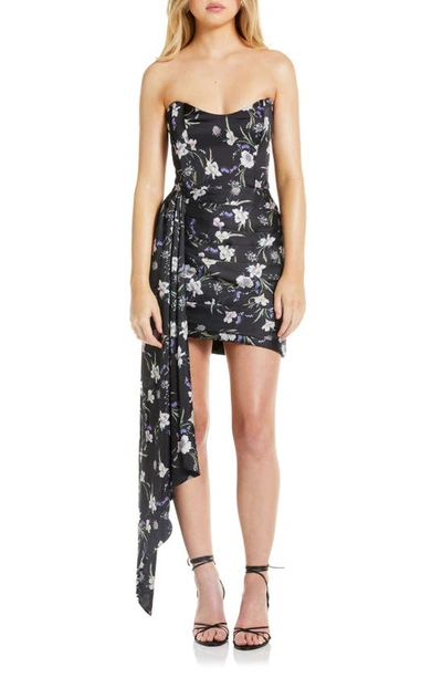 Shop Katie May Chasing Dawn Strapless Floral Minidress In Midnight Floral