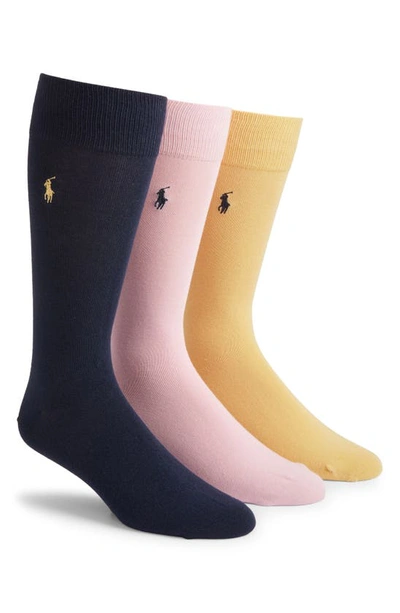 Shop Polo Ralph Lauren 3-pack Combed Cotton Blend Crew Socks In Ltyel