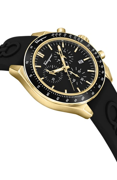 Shop Ferragamo Silicone Strap Chronograph Watch, 43mm In Yellow Gold