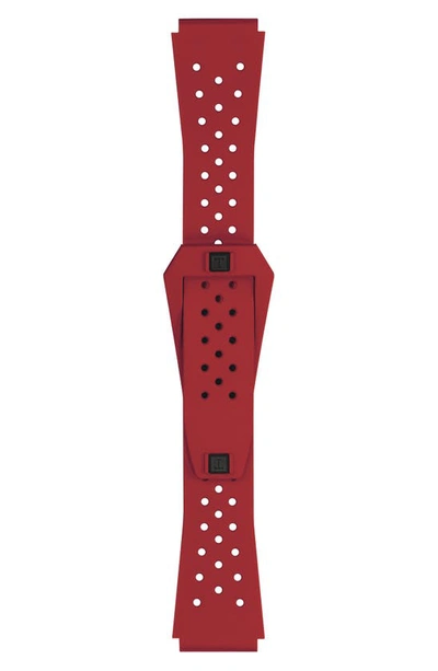 Tissot Men's Swiss Automatic Sideral S Red Perforated Rubber Strap Watch 41mm In Red