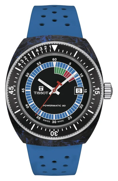 Shop Tissot Sideral S Powermatic 80 Rubber Strap Watch, 41mm In Blue