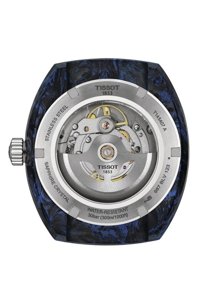 Tissot T1454079705701 Sideral Stainless-steel And Carbon Automatic Watch In Blue