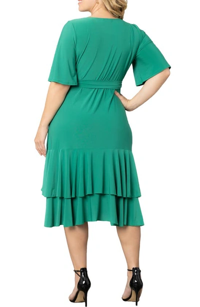 Shop Kiyonna Miranda Wrap Dress In Emerald Green