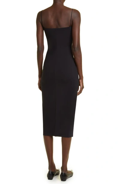 Shop The Row Haku Fitted Square Neck Midi Dress In Black