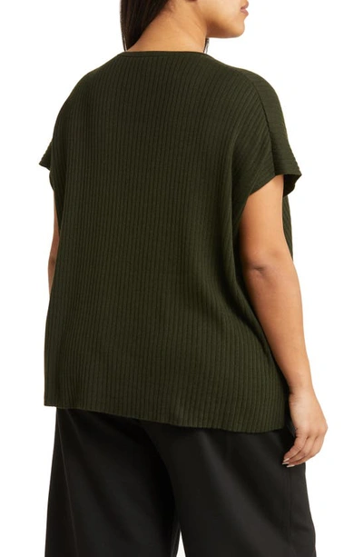 Shop Eileen Fisher Rib Organic Cotton Blend Boxy Top In Woodland
