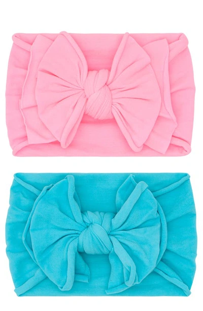 Shop Baby Bling 2-pack Fab-bow-lous Headbands In Neon Pink A Boo Neon Blue