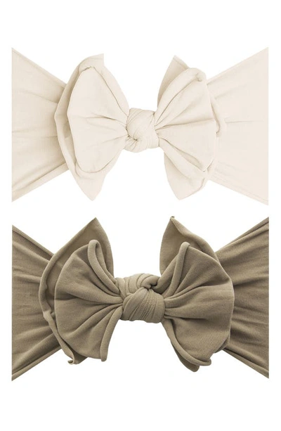 Baby Bling 2-pack Fab-bow-lous Headbands In Oatmeal Latte