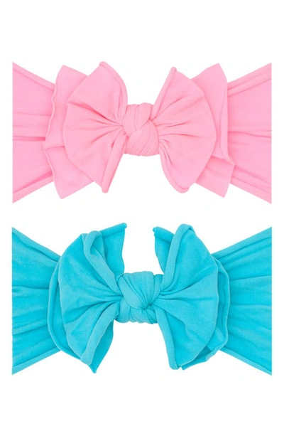 Baby Bling 2-pack Fab-bow-lous Headbands In Neon Pink A Boo Neon Blue