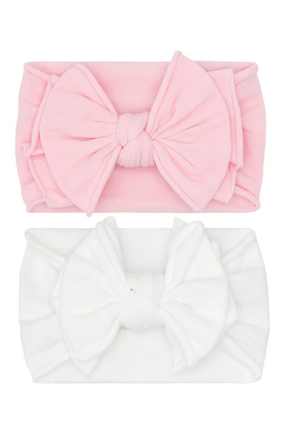 Shop Baby Bling 2-pack Fab-bow-lous Headbands In Pink White