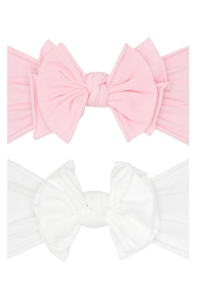 Shop Baby Bling 2-pack Fab-bow-lous Headbands In Pink White