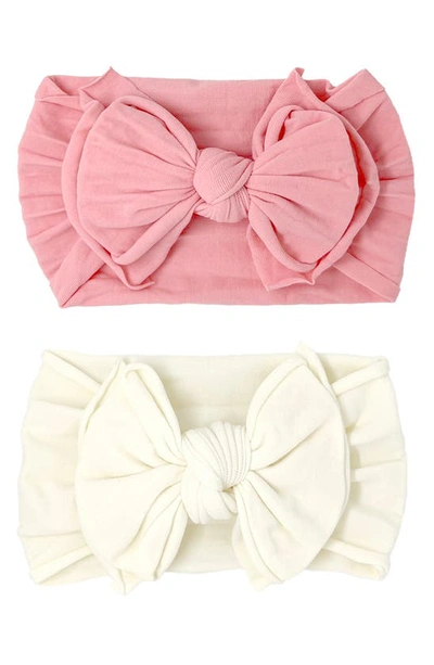 Shop Baby Bling 2-pack Fab-bow-lous Headbands In Zinnia Ivory