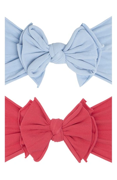 Shop Baby Bling 2-pack Fab-bow-lous Headbands In Dusty Blue Frt Punch