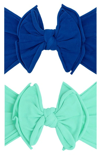 Shop Baby Bling 2-pack Fab-bow-lous Headbands In Indigo Mint
