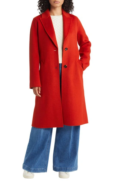 Shop Michael Michael Kors Belted Wool Blend Coat In Bright Terracotta