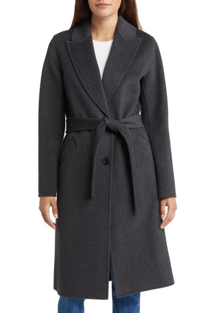 Shop Michael Michael Kors Belted Wool Blend Coat In Heather Grey