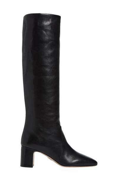 Shop Prada Tronchetti Block Heel Knee High Boot In Black