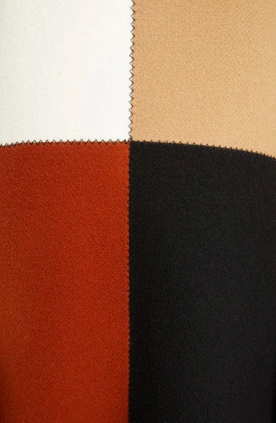 Shop Chloé Colorblock Wool Blend Long Poncho In Beige/ Multicolor