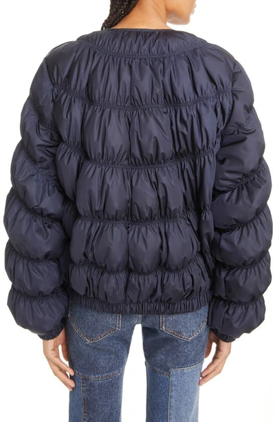 Shop Chloé Quilted Bubble Sleeve Down Jacket In 48m-abyss Blue