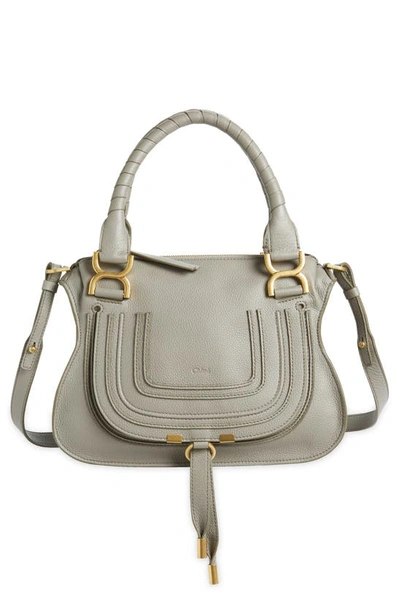 Shop Chloé Small Marcie Leather Satchel In Cashmere Grey