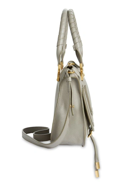 Shop Chloé Small Marcie Leather Satchel In Cashmere Grey