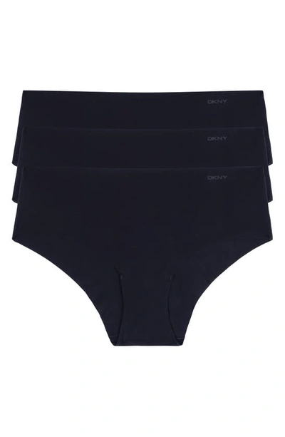 Shop Dkny Litewear Cut Anywhere Assorted 3-pack Hipster Briefs In Black/ Black/ Black