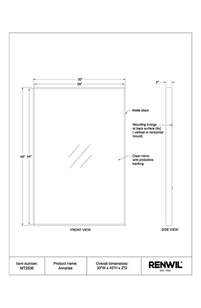 Renwil Annalise Mirror In Matte Black