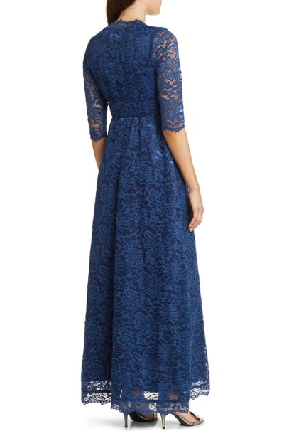 Shop Kiyonna Maria Lace Evening Gown In Nocturnal Navy