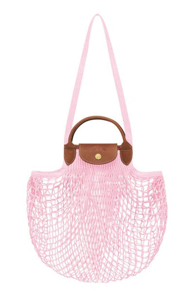 Shop Longchamp Le Pliage Filet Knit Shoulder Bag In Pink