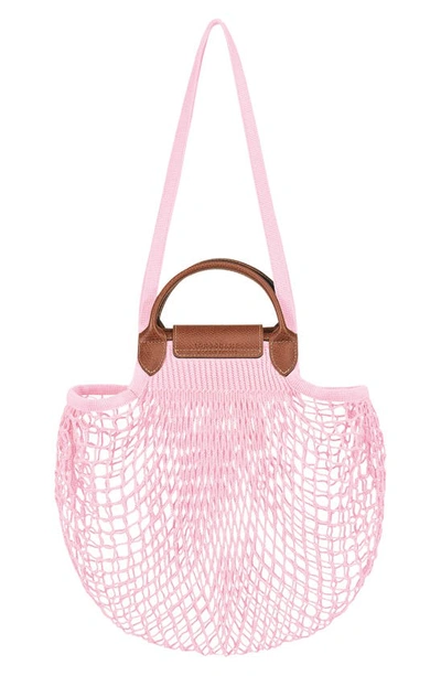 Shop Longchamp Le Pliage Filet Knit Shoulder Bag In Pink