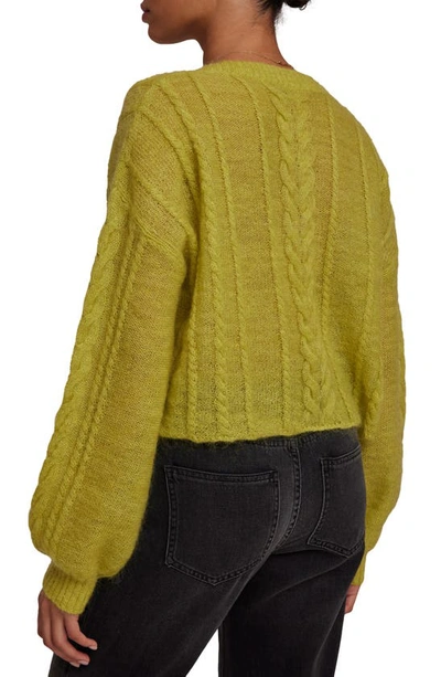Bella Dahl Cable Stitch Crop Sweater In Golden Chartreuse