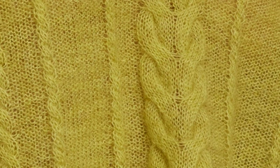 Bella Dahl Cable Stitch Crop Sweater In Golden Chartreuse