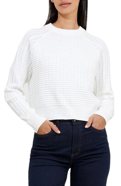 Shop French Connection Mozart Mixed Stitch Cotton Sweater In Winter White