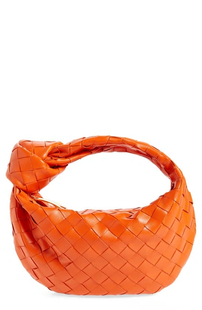 Shop Bottega Veneta Mini Jodie Leather Hobo In 7642 Orange-gold
