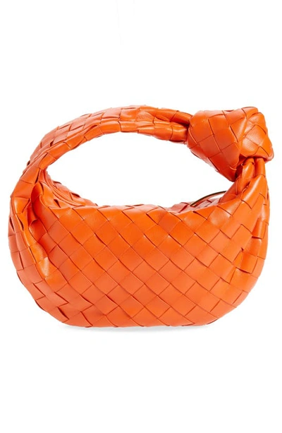 Shop Bottega Veneta Mini Jodie Leather Hobo In 7642 Orange-gold