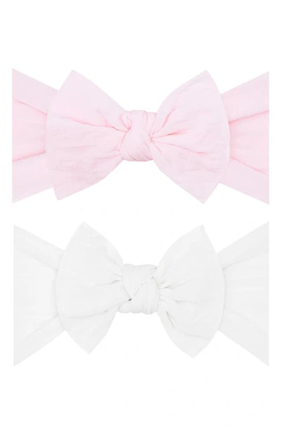 Baby Bling Headbands In White Pink