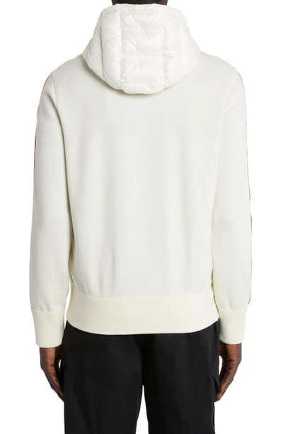 Shop Moncler Quilted Down & Wool Knit Cardigan In White