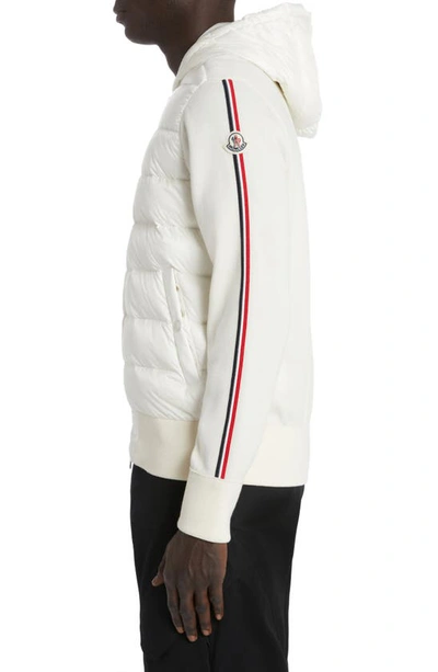Shop Moncler Quilted Down & Wool Knit Cardigan In White