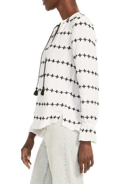 Shop Nic + Zoe Plus One Embroidered Popover Blouse In White Multi