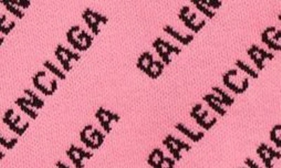 Shop Balenciaga Mini Logo Jacquard V-neck Cotton & Wool Blend Cardigan In Pink/ Black