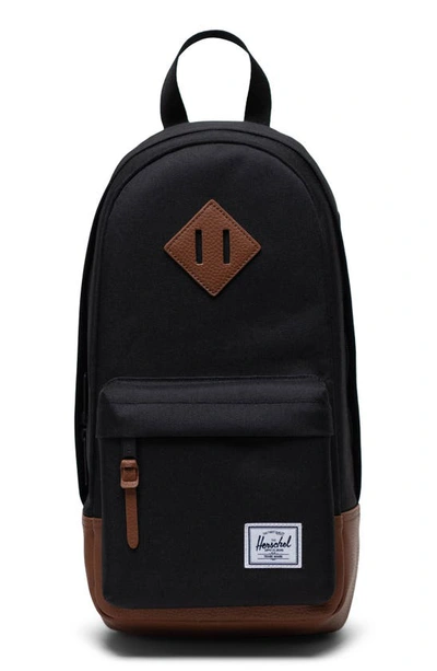 Shop Herschel Supply Co Heritage Shoulder Bag In Black/ Tan