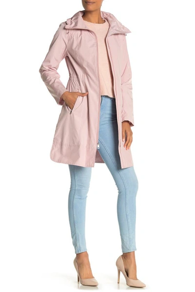 Shop Cole Haan Packable Hooded Rain Jacket In Canyon Rose