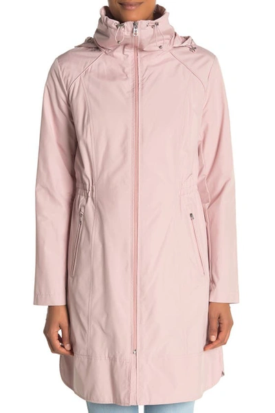 Shop Cole Haan Packable Hooded Rain Jacket In Canyon Rose