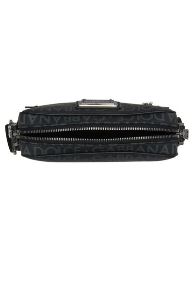 Dolce & Gabbana Sleek Charcoal Logo Crossbody Bag In Black/ Grey