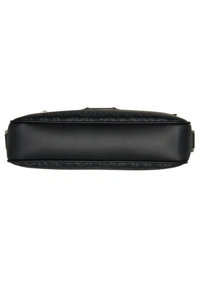 Dolce & Gabbana Sleek Charcoal Logo Crossbody Bag In Black/ Grey