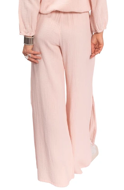 Everyday Ritual Riley Cotton Gauze Split Hem Pants In Blush